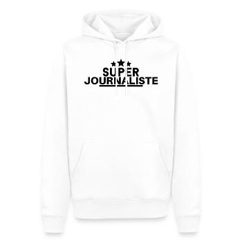 Super Journaliste. t-shirt journaliste - Sweat à capuche Premium bio Homme - blanc - Devant - Nico (187cm)