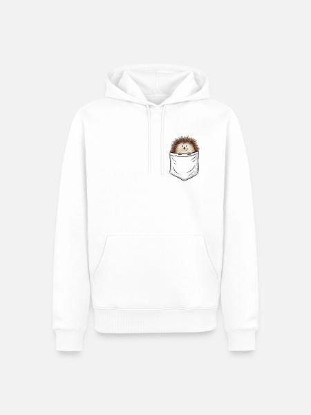 Lässig niedlicher stacheliger Igel In der Tasche - Männer Premium Bio Hoodie - Weiß