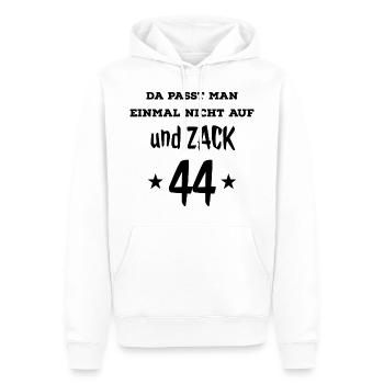 Geschenk Geschenkidee 44 Geburtstag lustig Spruch - Männer Premium Bio Hoodie - Weiß - Vorne - Nico (187cm)