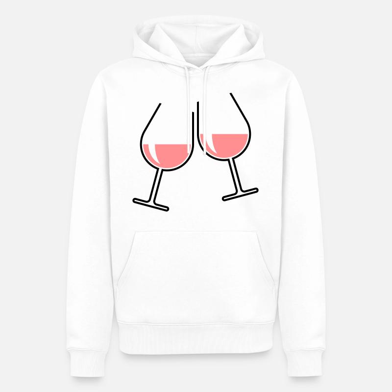 x2 verres à vin rosé (ventre de vin rosé ouvert 2C) - Sweat à capuche Premium bio Homme - blanc