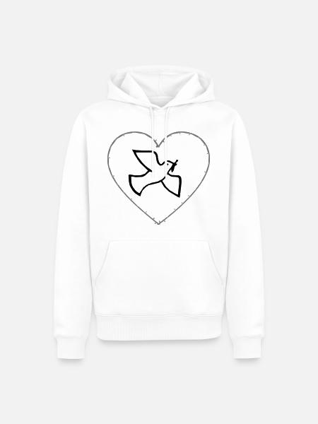 Friedenstaube Dornenherz - Männer Premium Bio Hoodie - Weiß