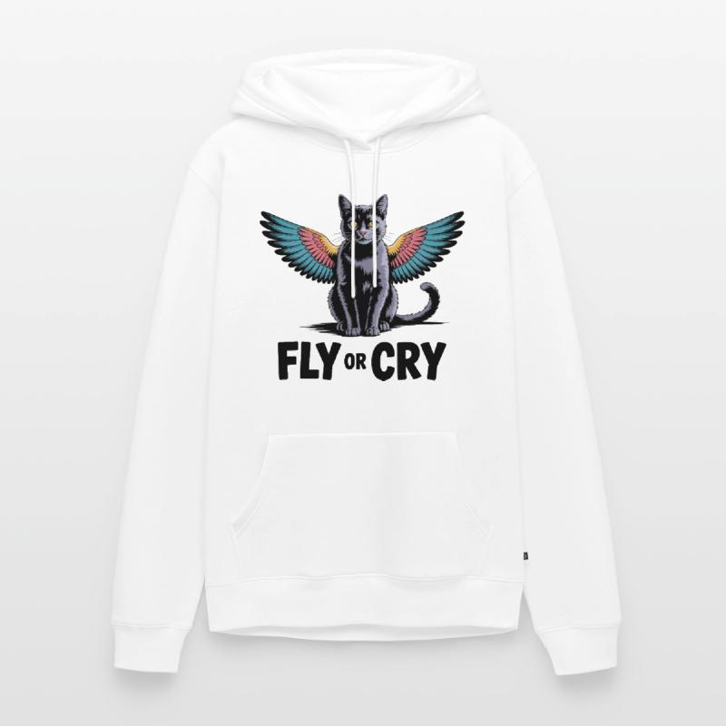 Fliege oder rufe Katze Männer Premium Bio Hoodie
