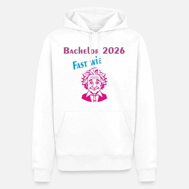 Bachelor 2026: Fast wie Einstein - Männer Premium Bio Hoodie - Weiß