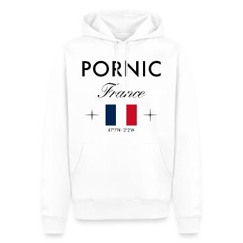 Pornic Frankreich Koordinaten Reise Souvenir - Männer Premium Bio Hoodie - Weiß - Vorne - Nico (187cm)