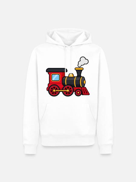 Lokomotive – Niedliche Dampflok für Eisenbahnfans - Männer Premium Bio Hoodie - Weiß