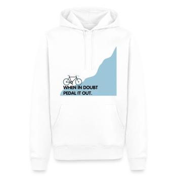 When in doubt pedal it out - Men’s Premium Organic Hoodie - white - Front - Nico (187cm)