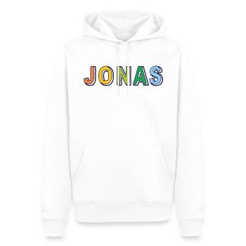 Jonas Name Vorname mehrfarbig Design - Männer Premium Bio Hoodie - Weiß - Vorne - Nico (187cm)