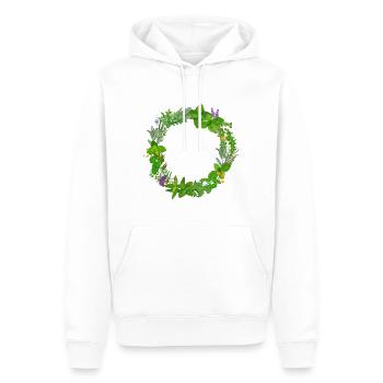 Wreath with various herbs and plants - Men’s Premium Organic Hoodie - white - Front - Nico (187cm)