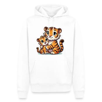 Loving Tiger Parent with Child - Männer Premium Bio Hoodie - Weiß - Vorne - Nico (187cm)