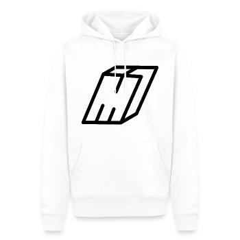Gliederungsbuchstabe M - Männer Premium Bio Hoodie - Weiß - Vorne - Nico (187cm)