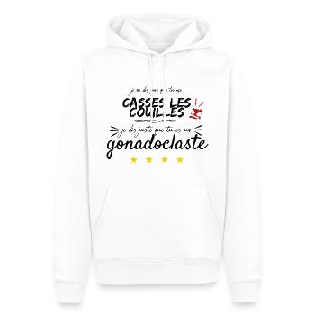 casse-couilles - Sweat à capuche Premium bio Homme - blanc - Devant - Nico (187cm)