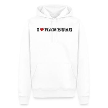 ilove_hamburg_quer - Männer Premium Bio Hoodie - Weiß - Vorne - Nico (187cm)