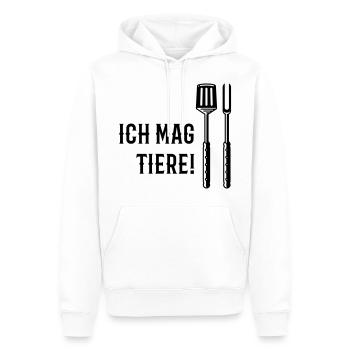 Ich Mag Tiere! (Grillbesteck / Black) - Männer Premium Bio Hoodie - Weiß - Vorne - Nico (187cm)