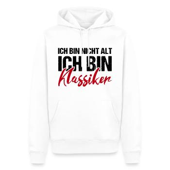 Ich bin nicht alt ich bin Klassiker - Männer Premium Bio Hoodie - Weiß - Vorne - Nico (187cm)