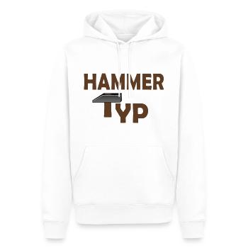 HAMMER TYP - Männer Premium Bio Hoodie - Weiß - Vorne - Nico (187cm)
