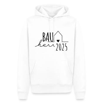 Bauherr 2025 – Traumhaus Partnerlook Bauherren - Männer Premium Bio Hoodie - Weiß - Vorne - Nico (187cm)
