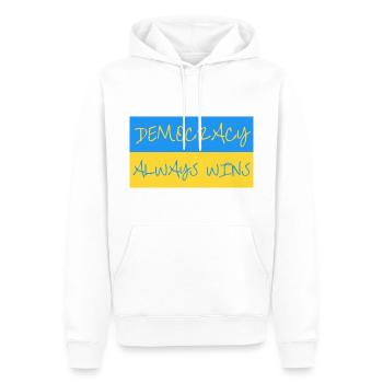 La démocratie gagne toujours - Ukraine - Sweat à capuche Premium bio Homme - blanc - Devant - Nico (187cm)