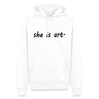 She is art - Männer Premium Bio Hoodie - Weiß - Vorne - Nico (187cm)