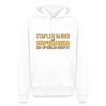 Conducteur de chariot élévateur Super-héros Conducteur de chariot élévateur - Sweat à capuche Premium bio Homme - blanc - Devant - Nico (187cm)