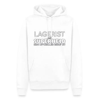 Lagerist Superheld - Männer Premium Bio Hoodie - Weiß - Vorne - Nico (187cm)