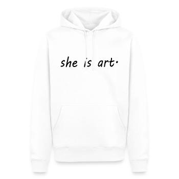 She is art - Männer Premium Bio Hoodie - Weiß - Vorne - Nico (187cm)