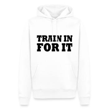 Train in for it - Sweat à capuche Premium bio Homme - blanc - Devant - Nico (187cm)