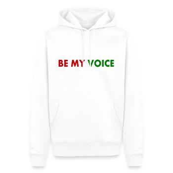Be my voice iran - Sweat à capuche Premium bio Homme - blanc - Devant - Nico (187cm)