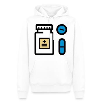 Pillen, Medikamente, Medizin, Drogen, Pillendose - Männer Premium Bio Hoodie - Weiß - Vorne - Nico (187cm)