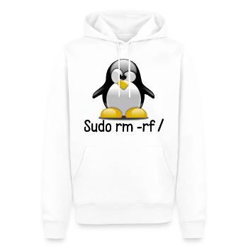 Sudo rm -rf / Programmierer Tux Spruch Geschenk - Männer Premium Bio Hoodie - Weiß - Vorne - Nico (187cm)