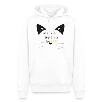 What is better than a cat? two cats, funny cat tee - Sweat à capuche Premium bio Homme - blanc - Devant - Nico (187cm)