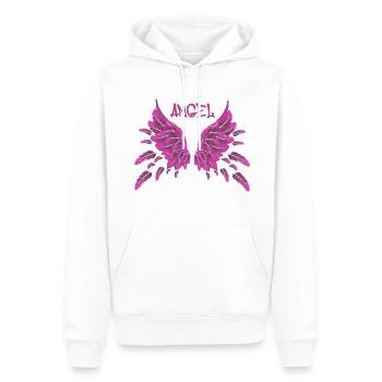 ange, rose, plumes, ailes d’ange, ailes - Sweat à capuche Premium bio Homme - blanc - Devant - Nico (187cm)