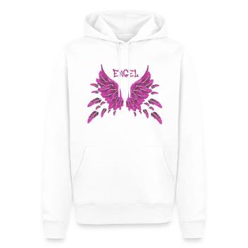 ange, rose, plumes, ailes d’ange, ailes - Sweat à capuche Premium bio Homme - blanc - Devant - Nico (187cm)