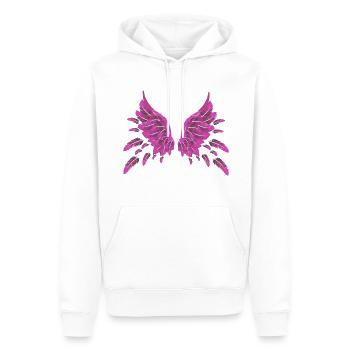 ange, rose, plumes, ailes d’ange, ailes - Sweat à capuche Premium bio Homme - blanc - Devant - Nico (187cm)