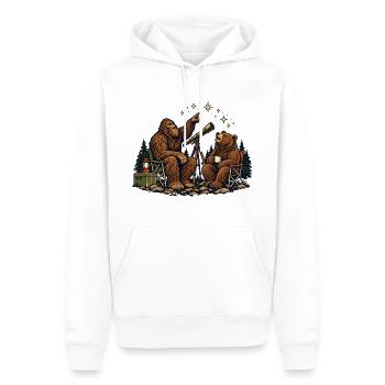Bär und Bigfoot beobachten Sterne – Outdoor - Männer Premium Bio Hoodie - Weiß - Vorne - Nico (187cm)