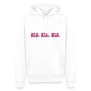 Meme Cool Dictons « Bla Bla Bla » La vraie vie - Sweat à capuche Premium bio Homme - blanc - Devant - Nico (187cm)