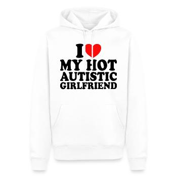 Adore Ma Copine J'aime Ma Petite Amie Autiste - Sweat à capuche Premium bio Homme - blanc - Devant - Nico (187cm)