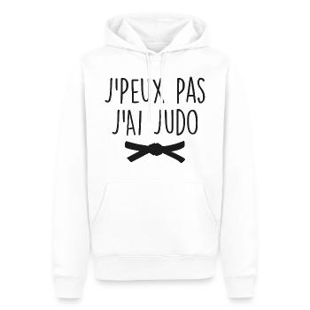 J Peux Pas J Ai Judo - Sweat à capuche Premium bio Homme - blanc - Devant - Nico (187cm)