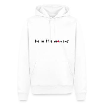 Soyez dans le moment présent - Sweat à capuche Premium bio Homme - blanc - Devant - Nico (187cm)