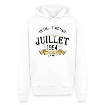 28 Ans Anniversaire Vintage Né(e) en Juillet 1994 - Sweat à capuche Premium bio Homme - blanc - Devant - Nico (187cm)