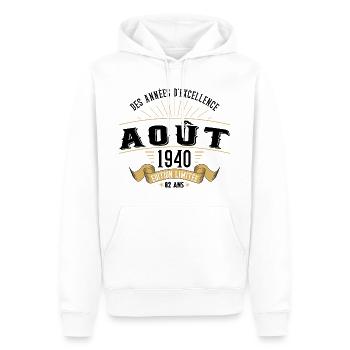 82 Ans Anniversaire Vintage Né(e) en Août 1940 - Sweat à capuche Premium bio Homme - blanc - Devant - Nico (187cm)