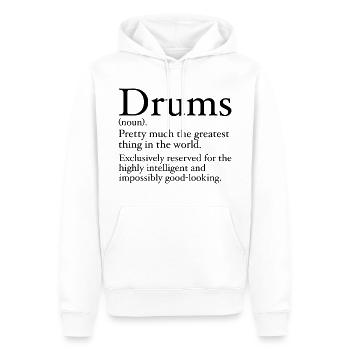 Funny Drummer Definition - Männer Premium Bio Hoodie - Weiß - Vorne - Nico (187cm)