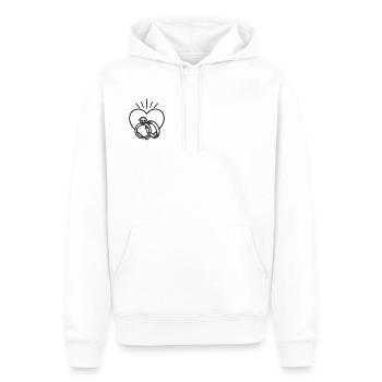 Mariage - Bague et coeur - Sweat à capuche Premium bio Homme - blanc - Devant - Nico (187cm)