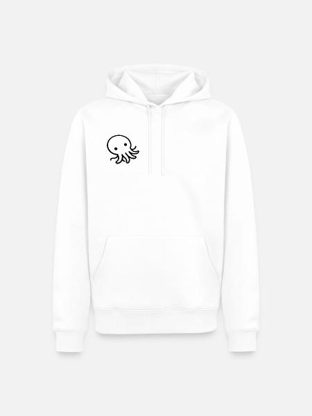 Liegender Oktopus One Line Meeresmotiv - Männer Premium Bio Hoodie - Weiß
