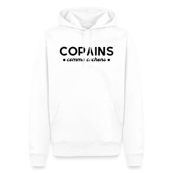 Copains comme cochons. Cadeau Humour - Sweat à capuche Premium bio Homme - blanc - Devant - Nico (187cm)