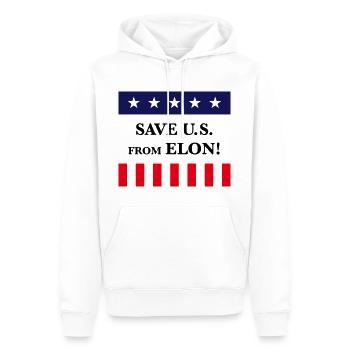 Save Us From Elon! (Rette Uns Vor Elon!) - Männer Premium Bio Hoodie - Weiß - Vorne - Nico (187cm)