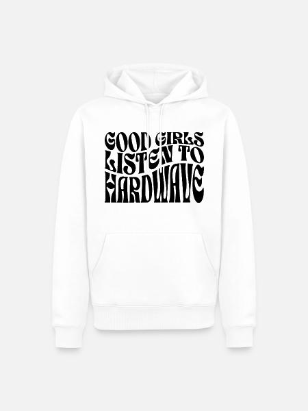 Mädchen hören Hardwave-Musik - Männer Premium Bio Hoodie - Weiß
