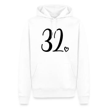 Mignon numéro 32, 32 ans, cadeau de 32e anniversaire - Sweat à capuche Premium bio Homme - blanc - Devant - Nico (187cm)