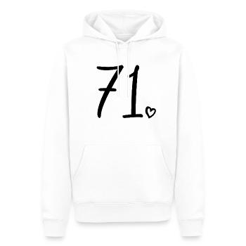 Süße Nummer 71, 71 Jahre alt, Geschenk zum 71. Geburtstag - Männer Premium Bio Hoodie - Weiß - Vorne - Nico (187cm)