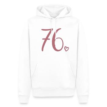 Süße Nummer 76, 76 Jahre alt, Geschenk zum 76. Geburtstag - Männer Premium Bio Hoodie - Weiß - Vorne - Nico (187cm)