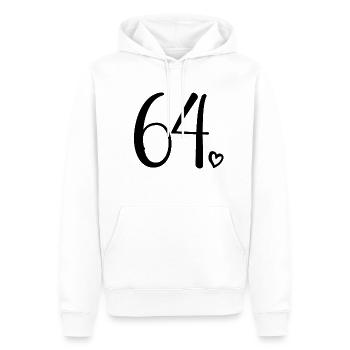 Cute Number 64, 64 Years Old, 64th Birthday Gift - Men’s Premium Organic Hoodie - white - Front - Nico (187cm)